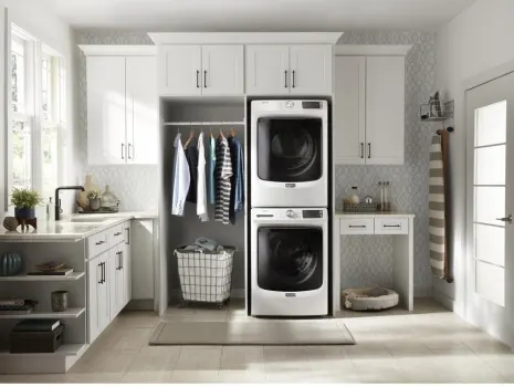 Stacked Washer & Dryer Set with Front Load Washer and Gas Dryer in White - Image 6