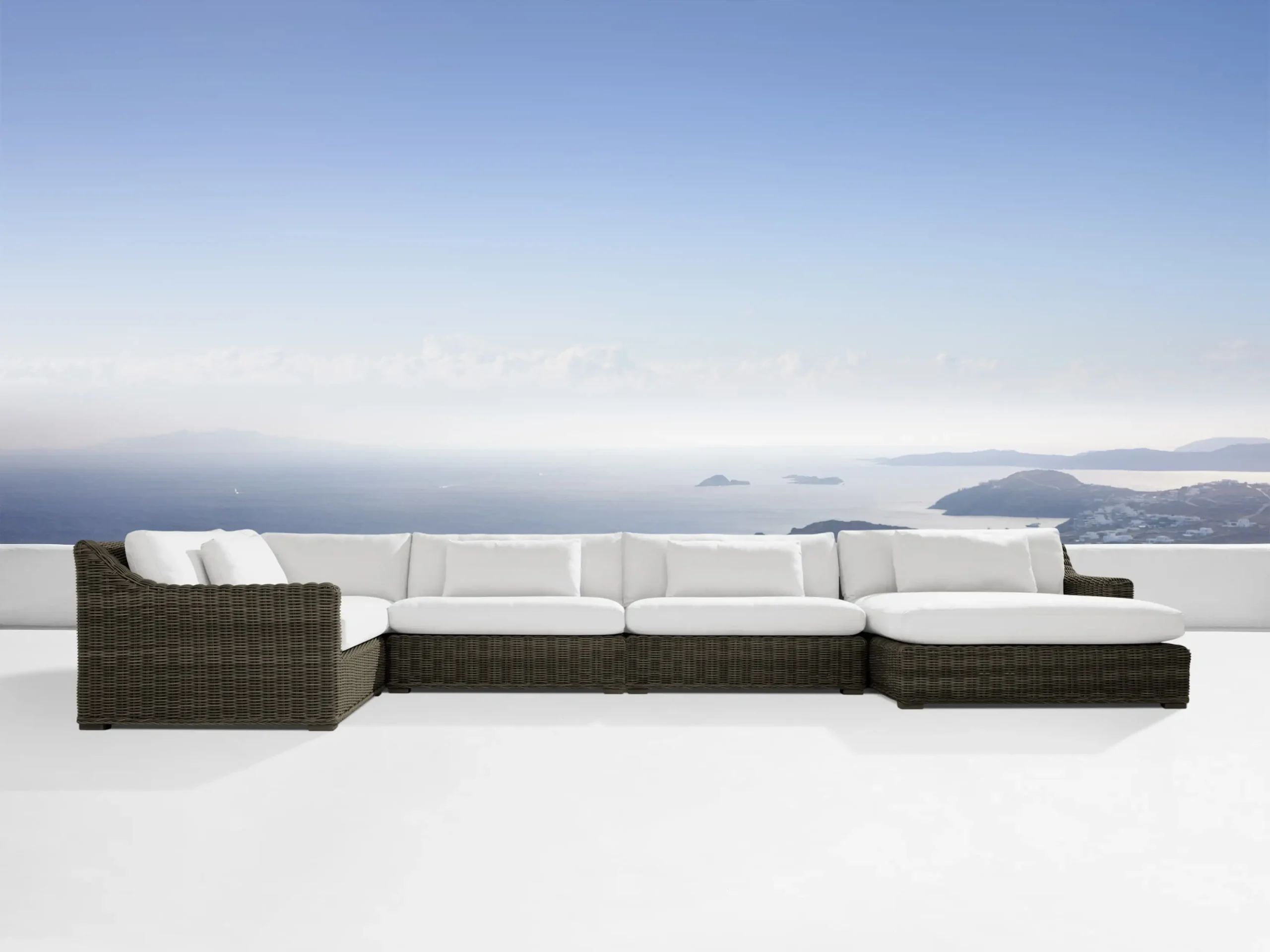 Montauk Outdoor Three Piece Sectional in Starboard Snow